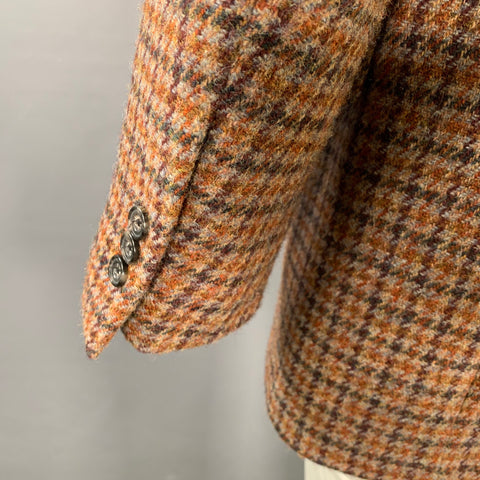 O'CONNELL'S Size 42 Long Brown Grey Houndstooth Wool Sport Coat