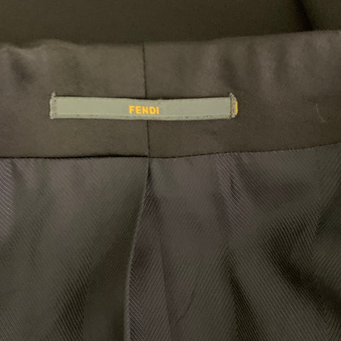 FENDI Chest Size 40 Black Navy Solid Wool Shawl Collar Sport Coat