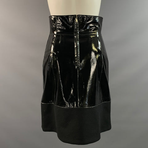 KAUFMAN FRANCO Size 2 Black Leather A Line Knee Length Skirt