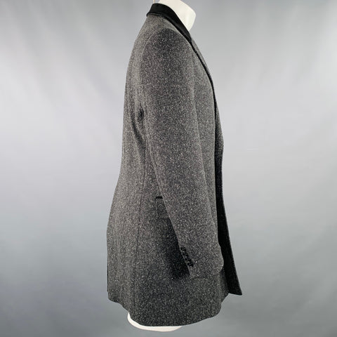 LA PERLA Size M Grey Black White Tweed Cotton Blend Coat