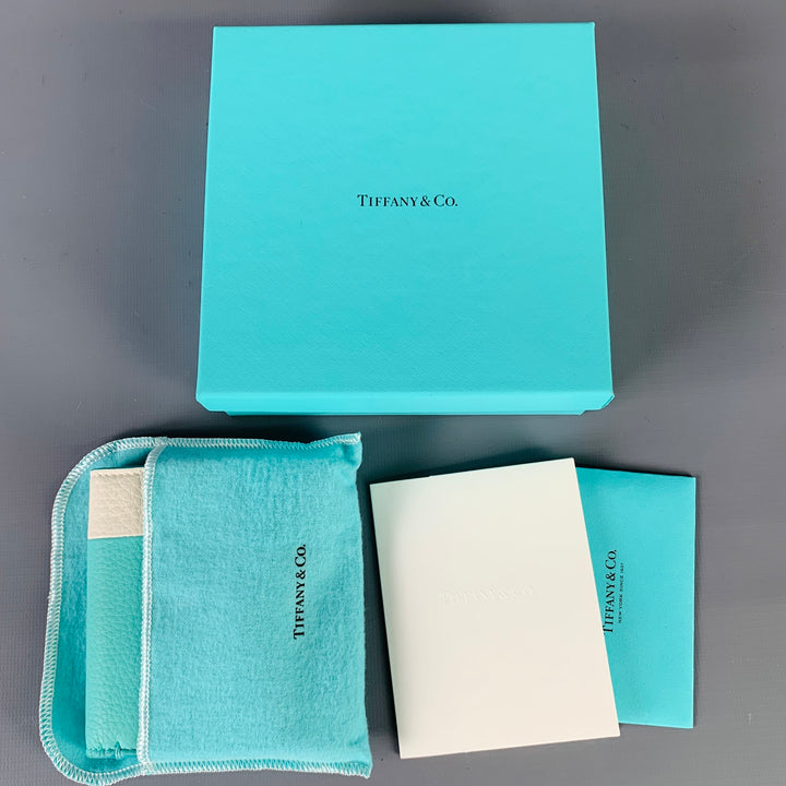 TIFFANY & CO. Blue White Color Block Leather Card Case Wallet