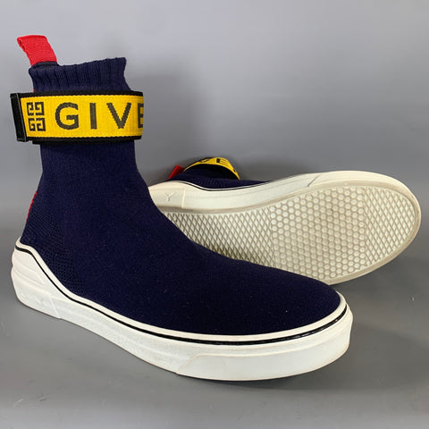 GIVENCHY Size 9 Navy White Fabric Pull On Boots