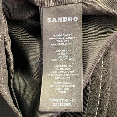 SANDRO Taille 4 Noir Doré Mélange Polyester Col Claudine Veste Courte Blazer