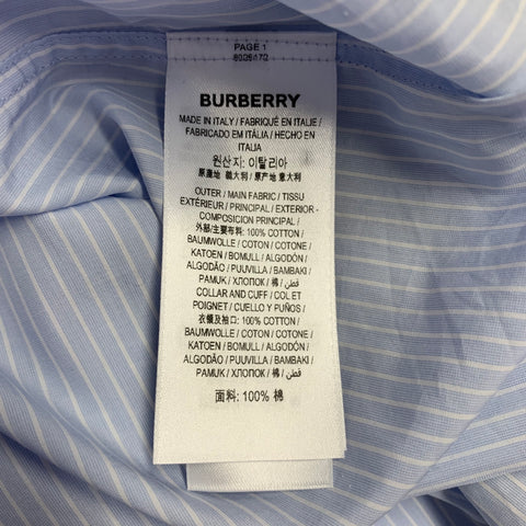 BURBERRY Size M Blue White Pinstripe Cotton Button Up Long Sleeve Shirt