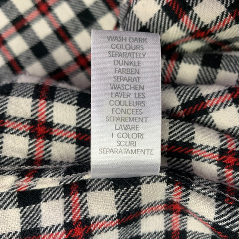 PAUL SMITH JEANS Size L Cream Red Black Plaid Cotton Long Sleeve Shirt