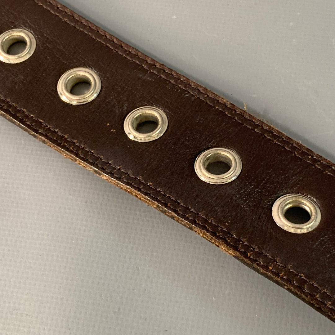 PRADA Size 38 Tan Brown Logo Canvas Leather Belt