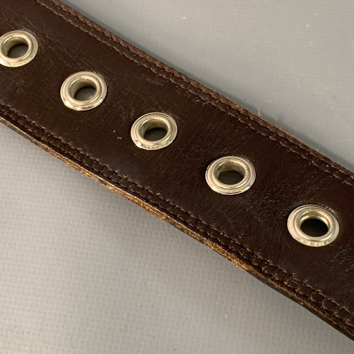 PRADA Size 38 Tan Brown Logo Canvas Leather Belt