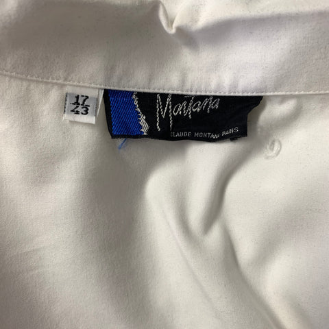 CLAUDE MONTANA Size L White Cream Cotton Pointed Collar Long Sleeve Shirt