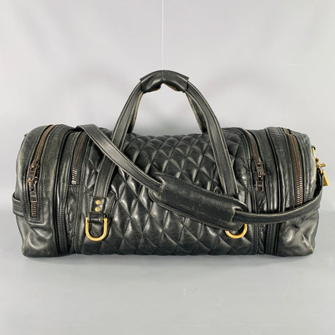 Sac de voyage JOHNSON LEATHERS en cuir matelassé noir