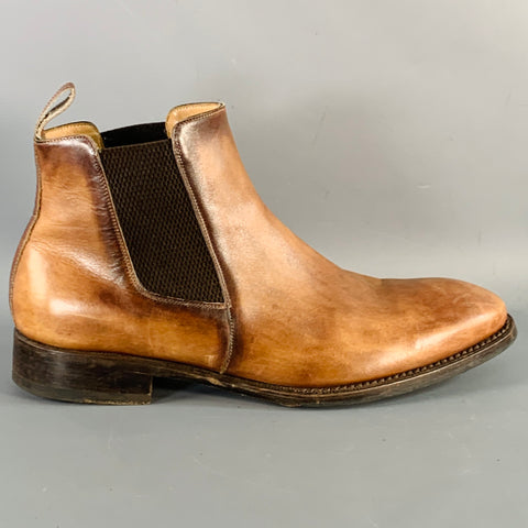 CALZOLERIA HARRIS Size 9.5 Brown Antique Leather Chelsea Ankle Boots
