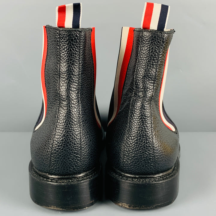 THOM BROWNE Size 9 Black Red White Chelsea Boots