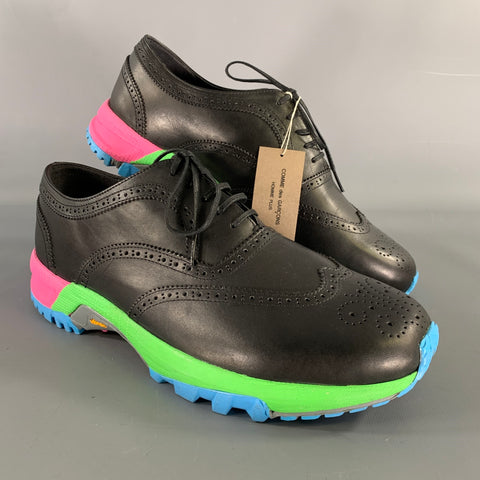 COMME des GARCONS HOMME PLUS Size 10 Black Multi-Color Perforated Lace Up Shoes
