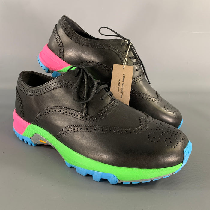 COMME des GARCONS HOMME PLUS Size 10 Black Multi-Color Perforated Lace Up Shoes