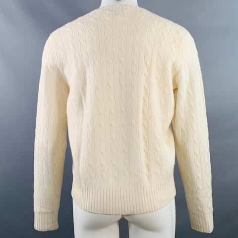POLO by RALPH LAUREN Taille M Pull col rond en cachemire torsadé crème
