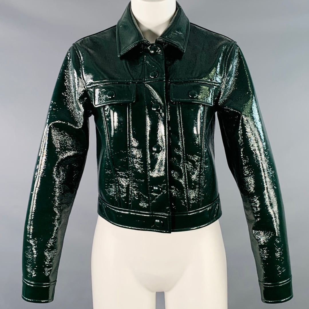 PROENZA SCHOULER Size 2 Green Polyurethane Cropped Vinyl Jacket