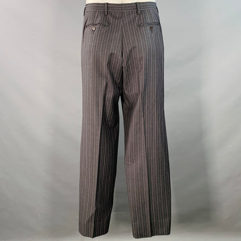 PAUL SMITH Size 46 Westbourne Regular Grey Purple Pinstripe Wool Notch Lapel Suit