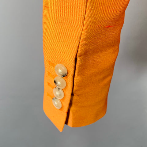 DRIES VAN NOTEN Size 36 Orange Polyester Silk Single Breasted Sport Coat