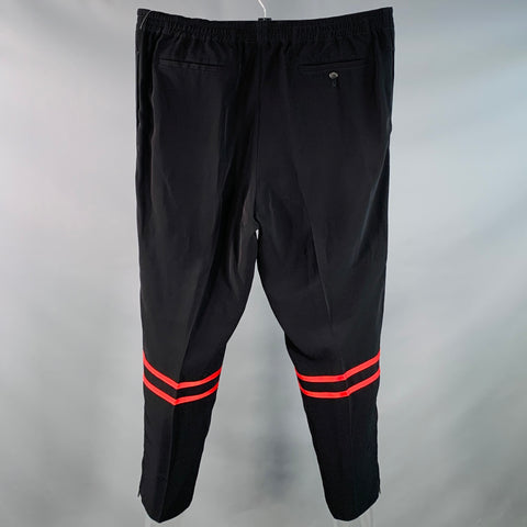 ALEXANDER MCQUEEN Size 38 Black Red Stripe Viscose Blend Casual Pants