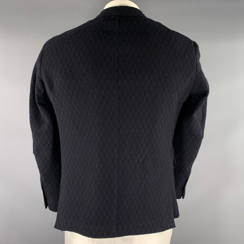 MARNI Chest Size 42 Navy Geometric Wool Notch Lapel Sport Coat