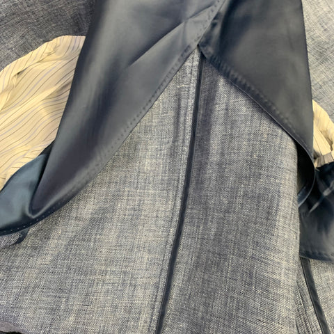MARK POMERANTZ Size 44 Blue Linen Notch Lapel Sport Coat