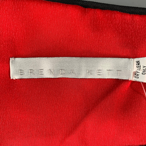 BRENDA KETT Black Red Pleated Silk Cummerbund