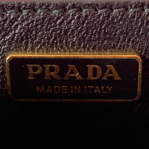 PRADA Cahier Pink Black Gold Leather Cross Body Mini Handbag