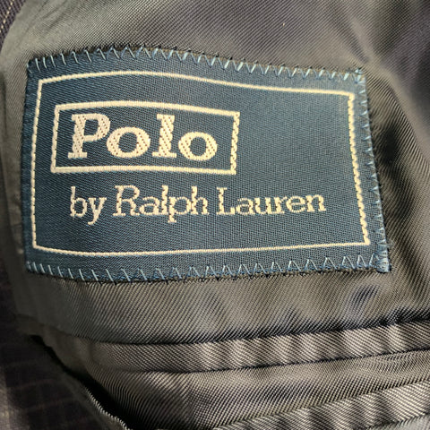POLO by RALPH LAUREN Size L Regular Navy Grey Checkered Notch Lapel Suit