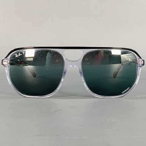 RAY-BAN Bill One Chromance Black Transparent Acetate Two Tone Polarized Aviator Sunglasses
