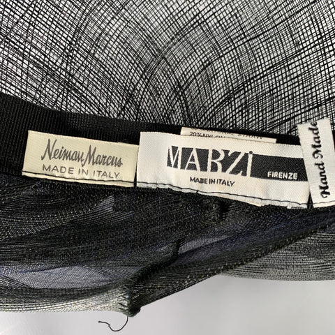 MARZI Black Nylon Straw Hat