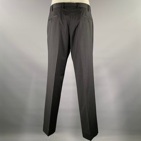 EMPORIO ARMANI Size 42 Grey Charcoal Pinstripe Virgin Wool Notch Lapel Suit