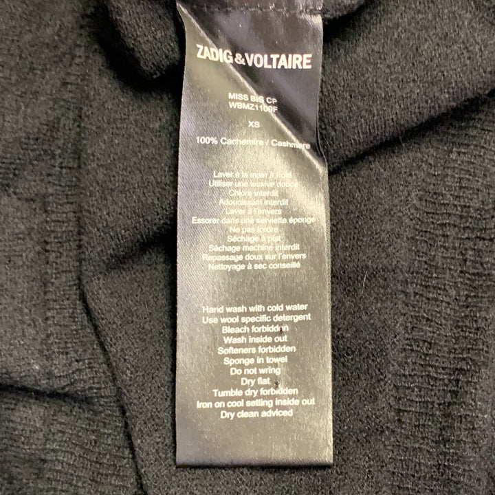 ZADIG & VOLTAIRE Size XS Black Gold Cashmere Rhinestones Skull Pullover