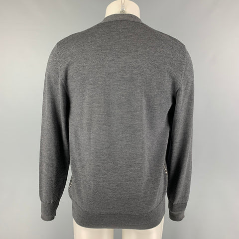 VIKTOR & ROLF Size M Grey Cream Mixed Patterns Wool V-Neck Cardigan