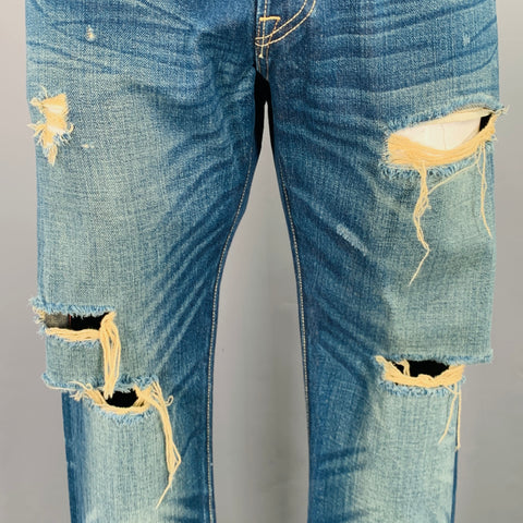 Jeans BLVCK SCVLE taille 36 bleus délavés à braguette boutonnée