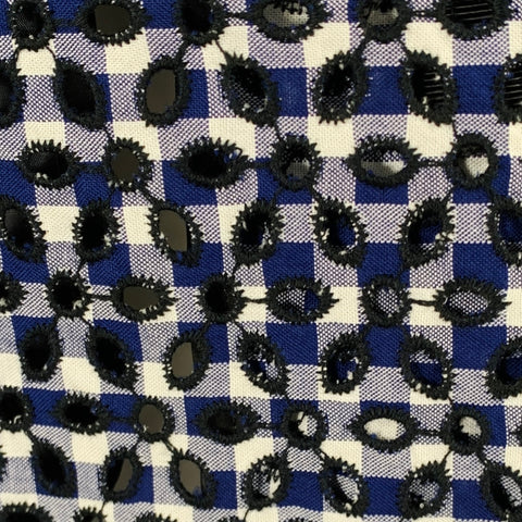 SACAI LUCK Size M Blue Black White Embroidered Eyelet Coat