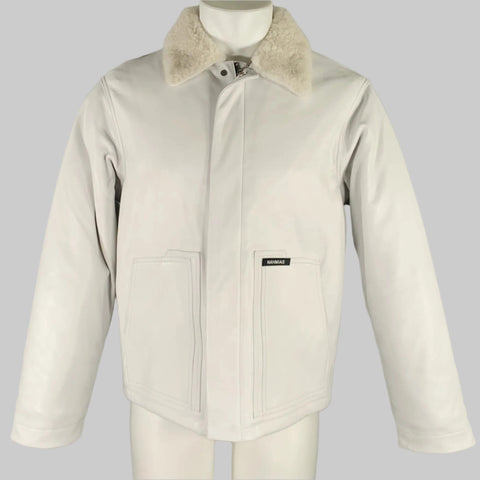 NAHMIAS Size S White Lamb Leather Carpenter Jacket