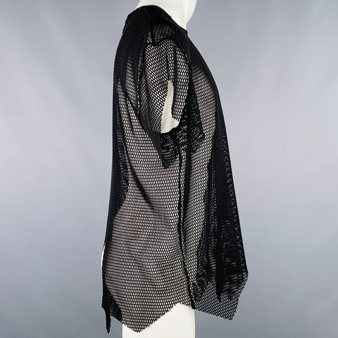 COMME des GARCONS Size M Black Mesh Polyester Crew Neck T-shirt