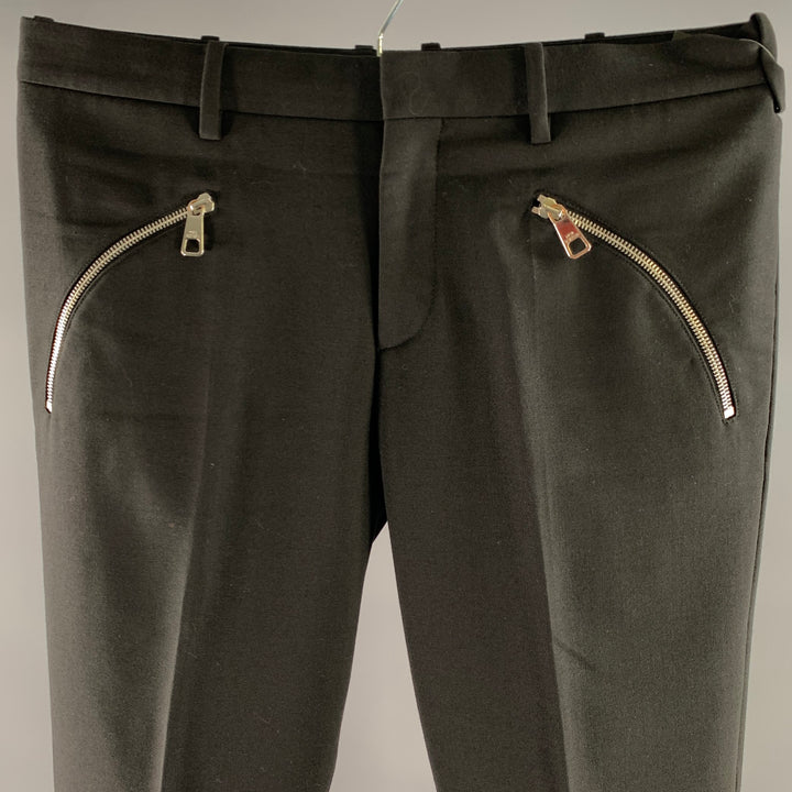 NEIL BARRETT Size 32 Black Zip Pocket Polyester Blend Skinny Pants