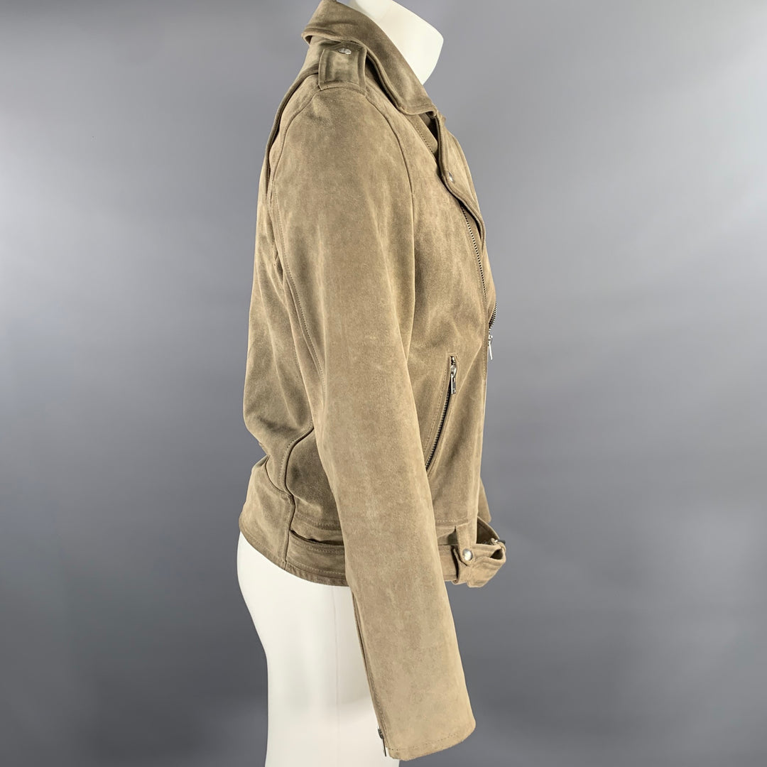 IRO Size M Beige Leather Motorcycle Jacket