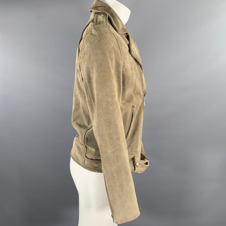IRO Size M Beige Leather Motorcycle Jacket