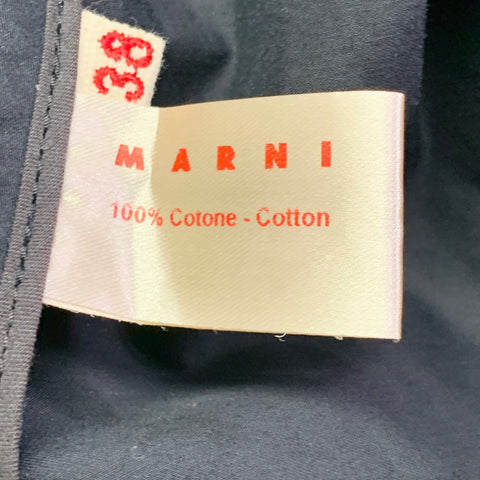 MARNI Size 2 Black Cotton Bishop Sleeve Zip Up Hooded Jacket
