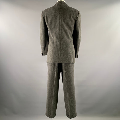 V2 by VERSACE Size 42 Grey Black Heather Double Breasted Suit
