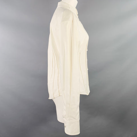 JACQUEMUS Size 6 Cream Cotton Fitted Tuxedo Shirt