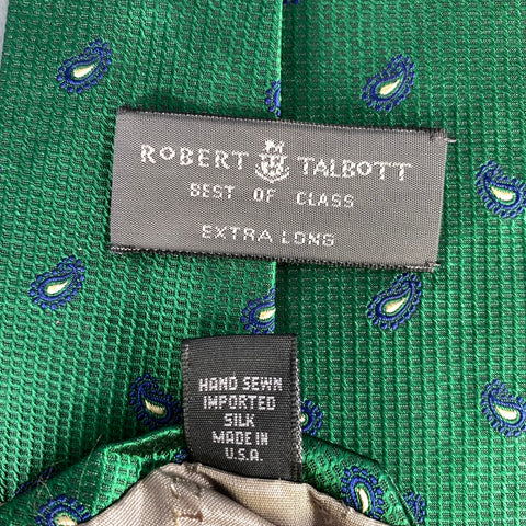 ROBERT TALBOTT Green Navy & Cream Abstract Silk Tie