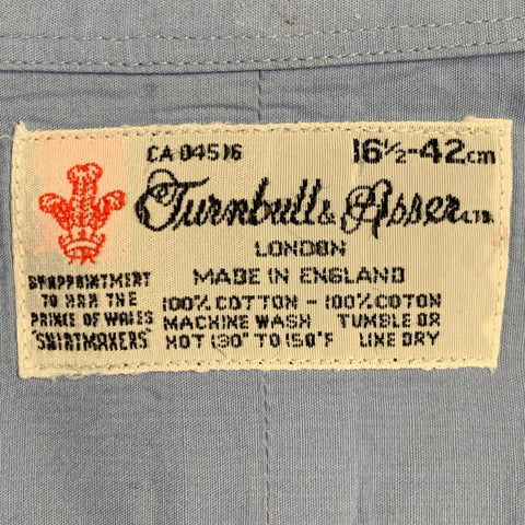 TURNBULL & ASSER Size L Blue Cotton French Cuff Long Sleeve Shirt