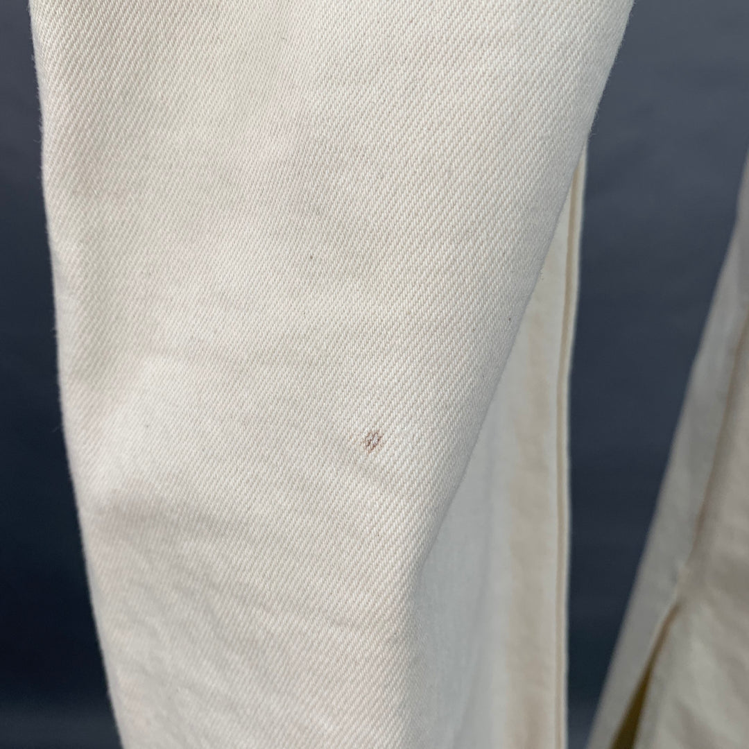 RE/DONE Size 26 Beige Cotton Blend Raw Edge Straight Button Fly Jeans