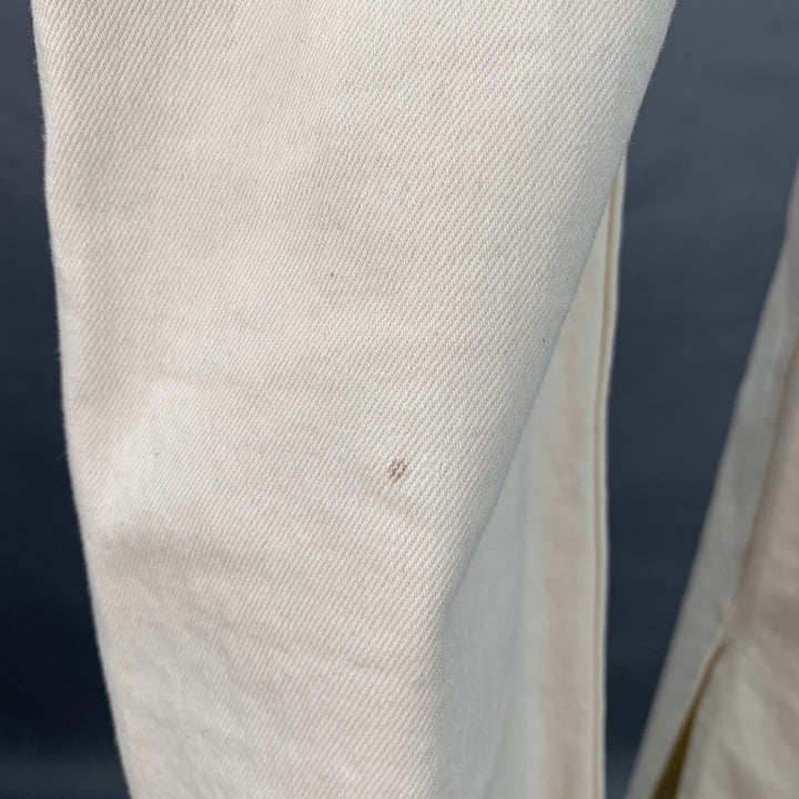 RE/DONE Size 26 Beige Cotton Blend Raw Edge Straight Button Fly Jeans