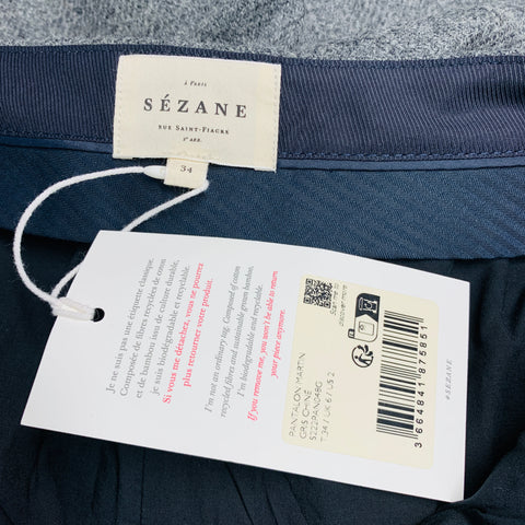 SEZANE Taille 2 Pantalon habillé taille haute en laine vierge grise