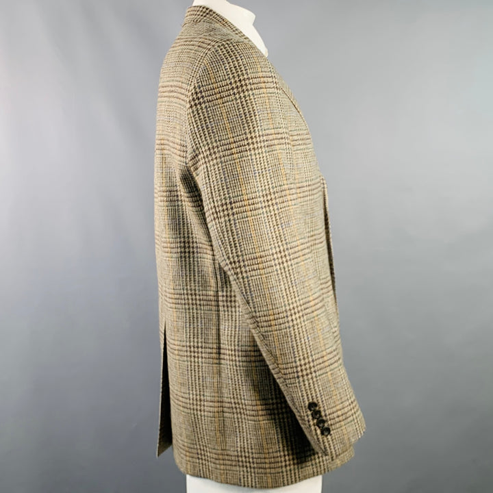 O'CONNELL'S Size 42 Long Brown Green Glenplaid Wool Sport Coat