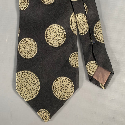 ISSEY MIYAKE Black Tan Lines Silk Tie