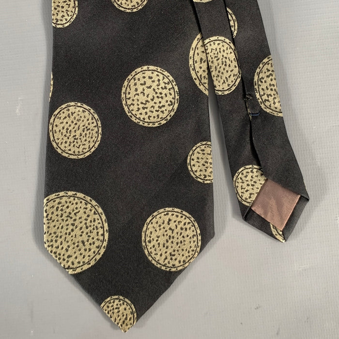 ISSEY MIYAKE Black Tan Lines Silk Tie
